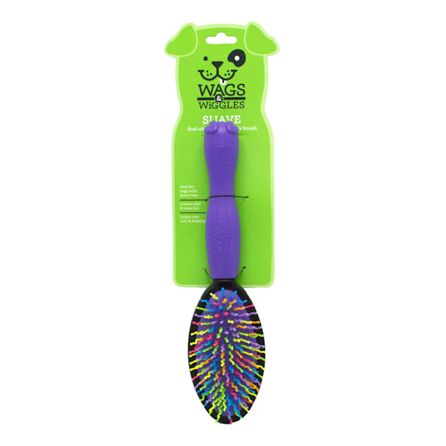 Wags & Wiggles Large Suave Dual Sided Bristle and Wiggle Pin Brush for Short & Straight Haired Dogs, 3.3" L - Carousel image #1