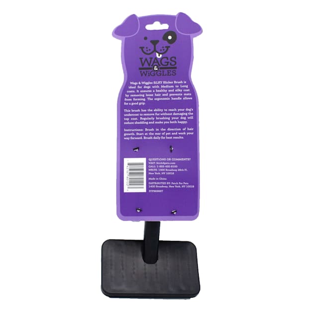 Wags Wiggles Silky Slicker Brush for Medium to Long Coat Dogs