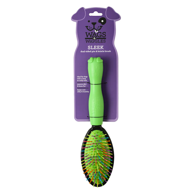 Wags & Wiggles Large Dual Sided Bristle and Straight Pin Brush for Large & Long Haired Dogs, 3.3" L - Carousel image #1