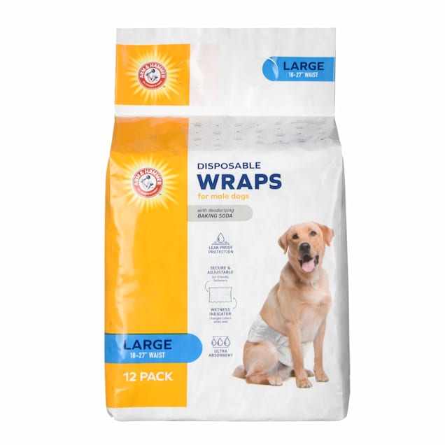 Arm & Hammer Large Disposable Male Wraps for Dogs, Pack of 12 - Carousel image #1
