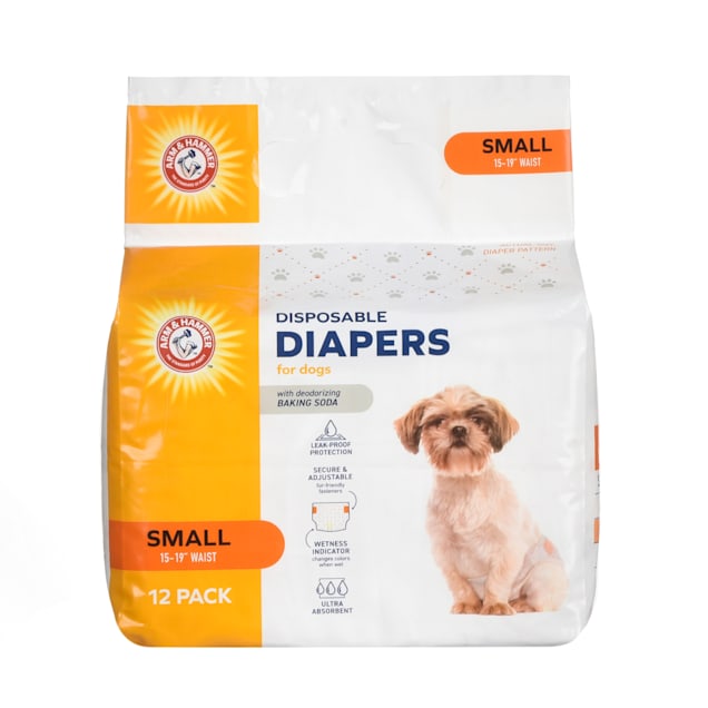 Arm & Hammer Small Disposable Diapers for Dogs, Pack of 12 - Carousel image #1