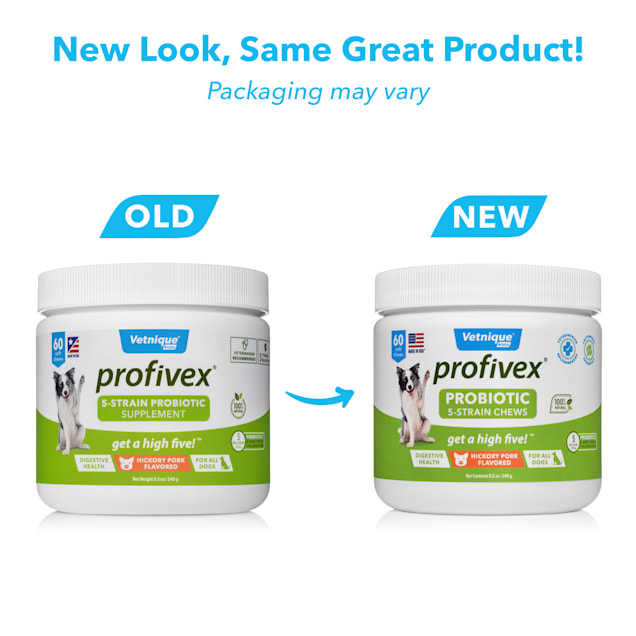 Vetnique Profivex Pork Liver Flavoured Probiotic Supplement Soft Chews for Dogs 8.5 oz. Count of 60