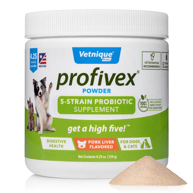 Profivex Five Strains + FIVE Billion CFUs Probiotic Supplement for Dogs & Cats, 4.25 oz. - Carousel image #1