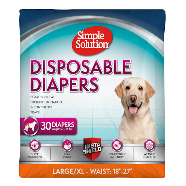 Simple Solution Disposable Female Diapers for Dogs, Large/X-Large, Count of  30
