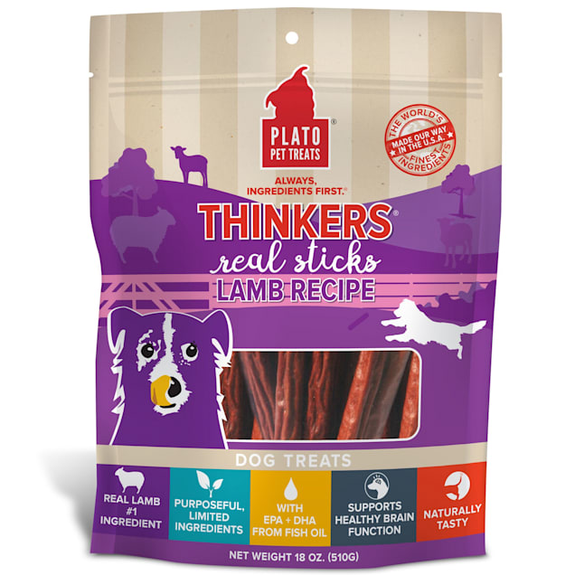Plato Pet Thinkers Lamb Chew Dog Treats, 18 oz. - Carousel image #1
