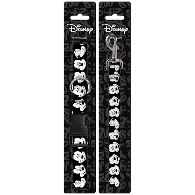 Buckle-Down Mickey Mouse Expressions Close-Up Black/White Plastic Clip Collar & Leash Set For Dogs, Small - Carousel image #1