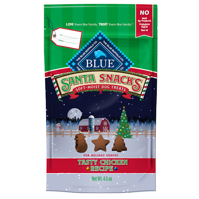Blue Buffalo Natural Holiday Morsels Tasty Chicken Recipe Santa Snacks Soft & Chewy Dog Treats, 4.5 oz. - Carousel image #1