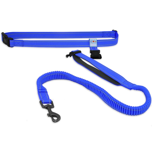 Polyester dark blue dog leash of the memopet collection with NFC technology.