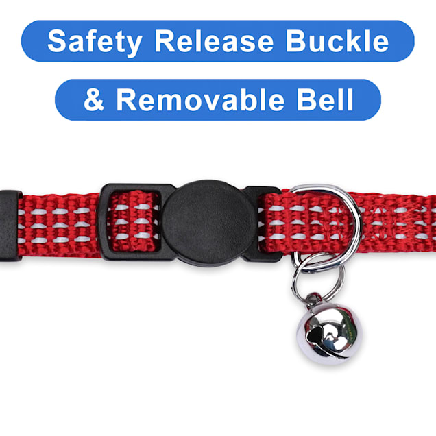 Pawtitas Red Reflective Safety Buckle Removable Bell Kitten or Cat
