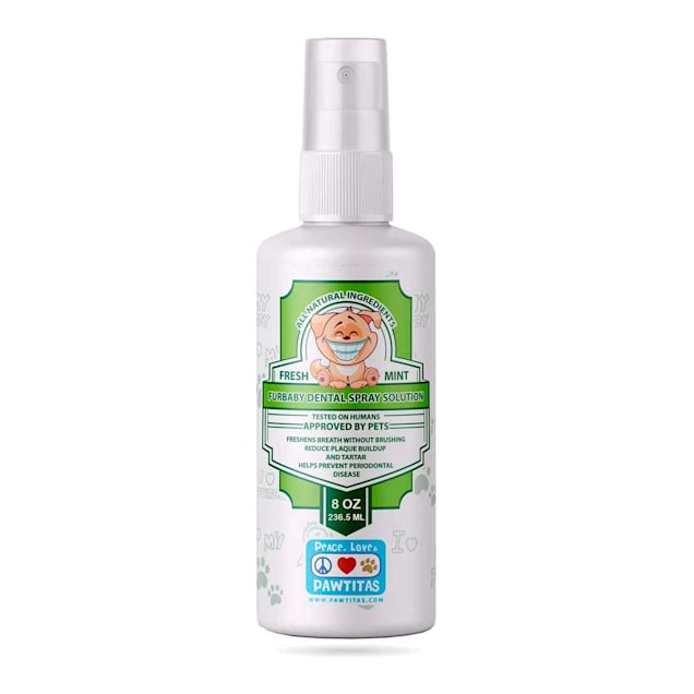 Pawtitas Peppermint Spearmint Fresh Breath Water additive with Certified Organic Ingredients Dog Dental Spray, 8 fl. oz. - Carousel image #1