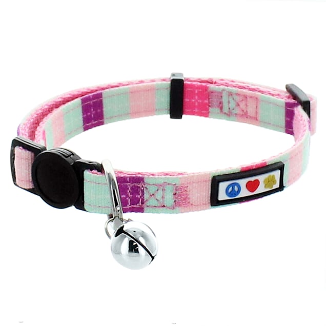 Newlly Textile Adjustable Pet Kitten Cat Puppy Safety Collar Bell Buckle Neck Strap (Pink)