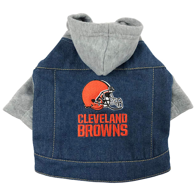 Pets First Cleveland Browns Denim Hoodie for Dogs, X-Small - Carousel image #1