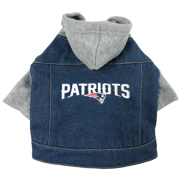 Pets First New England Patriots Denim Hoodie for Dogs, X-Small - Carousel image #1