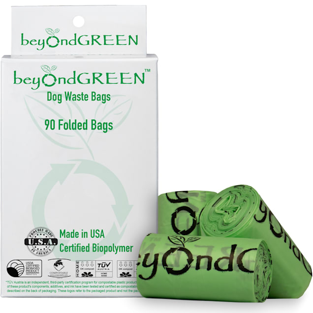 beyondGREEN PlantBased Dog Poop Waste Bags for Leash Dispenser, 90