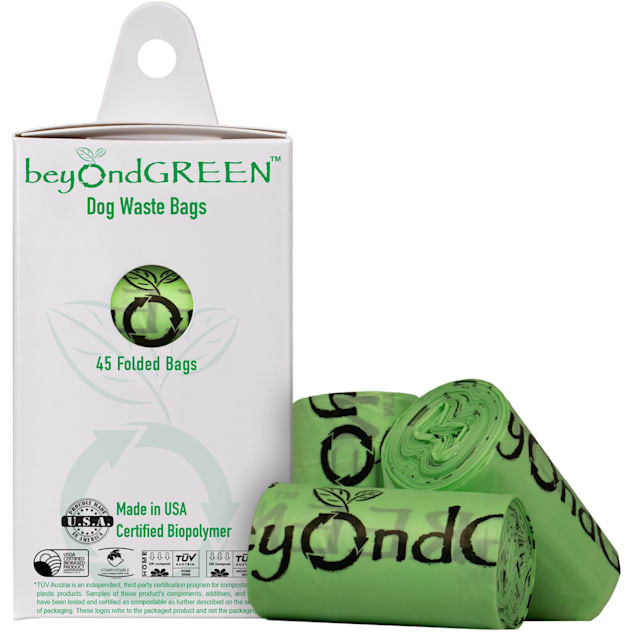 beyondGREEN Plant Based Dog Poop Waste Bags for Leash Dispenser 45 Bags 3 Rolls of 15 Green Bags 9 IN X 12 IN