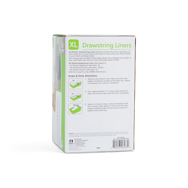 So Phresh Drawstring Liners for Highback Boxes for Cats 43 L X 21.25 W Count of 30 Petco