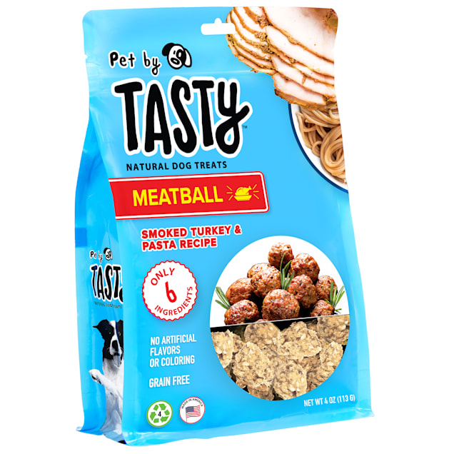 Pet by Tasty Natural Grain Free Smoked Turkey Pasta Meatball Recipe Dog Treats 4 oz