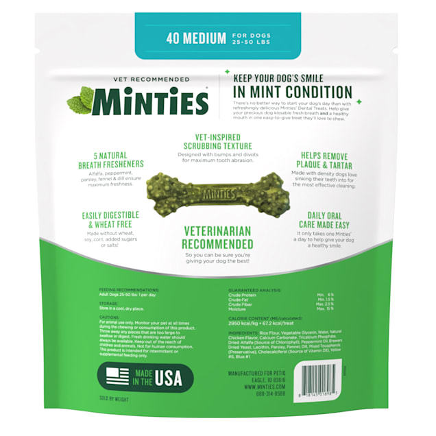 Minties Medium Large Dental Bone Dog Treats 32 oz. Petco