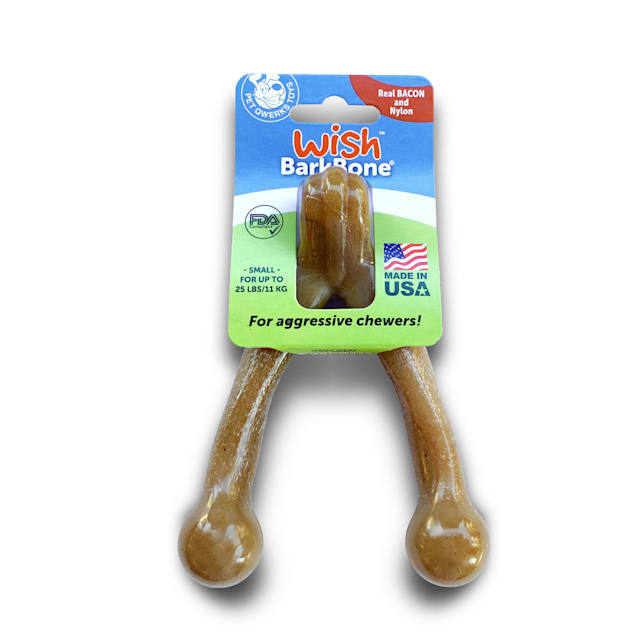 Pet Qwerks Bacon Wish BarkBone Nylon Chew Doy Toy, Small - Carousel image #1