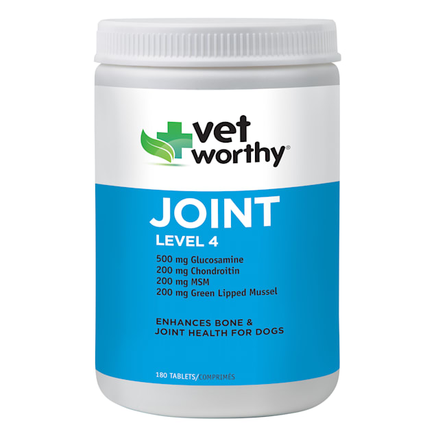 Vet Worthy Joint Support Level 4 Chewable Tablets for Dogs, Count of 180 - Carousel image #1