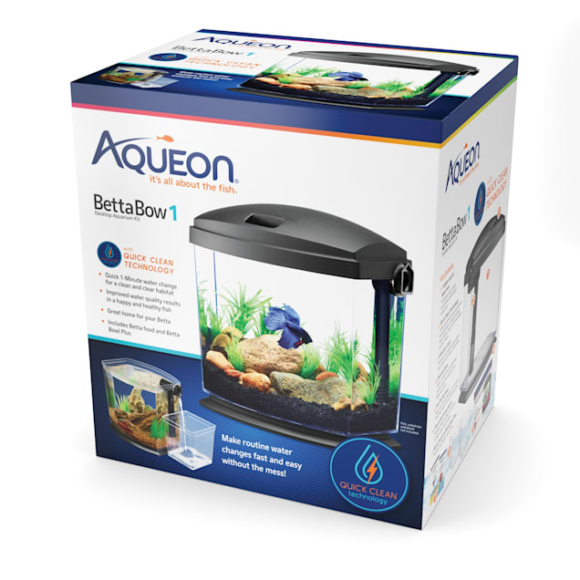 Aqueon BettaBow 1 with Quick Clean Technology Aquarium Kit Black - 1 Gallon