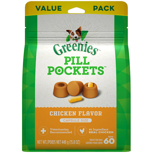 Greenies Pill Pockets Capsule Size Chicken Flavor Dog Treats, 15.8 oz., Count of 120 - Carousel image #1