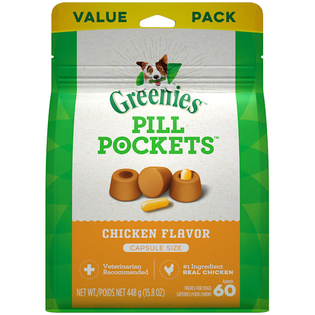 Greenies Pill Pockets Chicken Flavor Capsule Size Dog Treats 15.8 oz