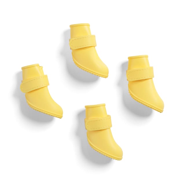 YOULY The Nature Lover Yellow Waterproof Silicone Dog Boots, XSmall