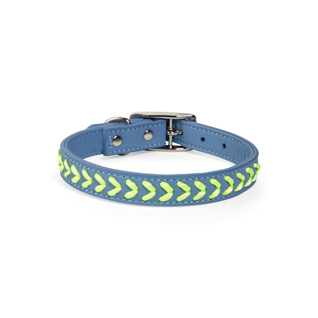 YOULY The Extrovert Blue & Rainbow Braided Dog Collar, Small - Carousel image #1