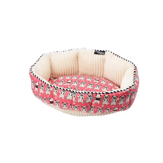 Petique Sherruff Pug Round Pet Bed, 15" L X 10" W - Carousel image #1