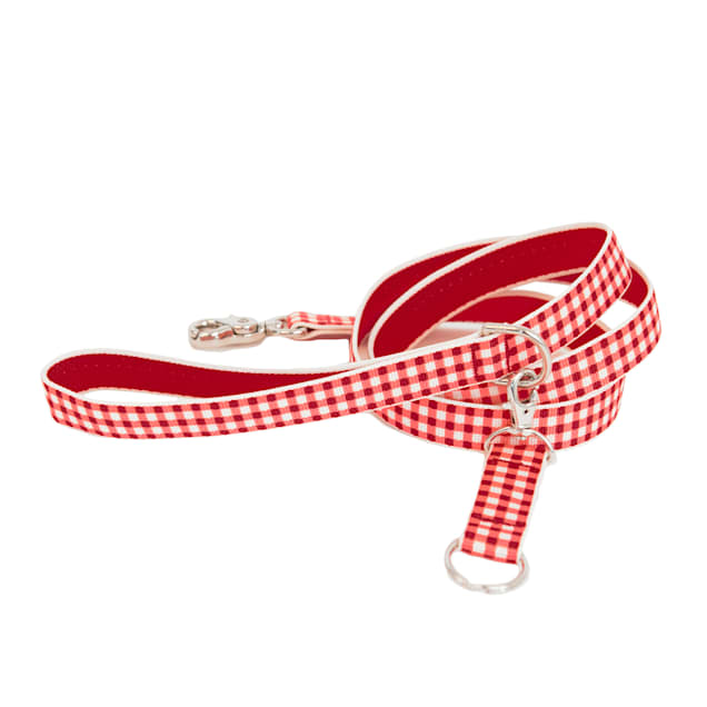 Harry Barker Red Gingham Dog Leash, Medium, 6' ft. - Carousel image #1