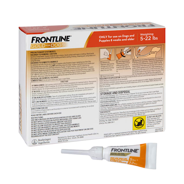 FRONTLINE Gold Flea Tick Treatment for Small Dogs Up to 5 to 22 lbs. Pack of 6 Petco
