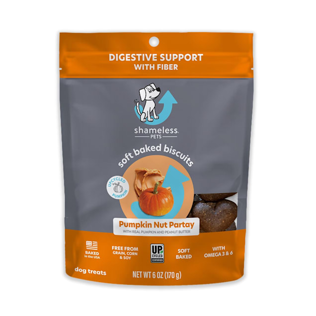 Shameless Pet Treats Pumpkin and Peanut Butter Soft-Baked Biscuit Dog Treats, 6 oz. - Carousel image #1