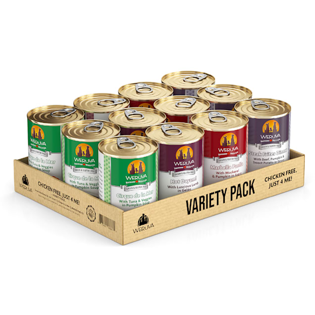 Weruva Classics Chicken Free, Just 4 Me! Variety Pack Wet Dog Food, 14 oz., Count of 12 - Carousel image #1