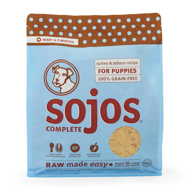 Sojos Complete Grain & Gluten Free Puppy Turkey & Salmon Recipe Freeze Dried Raw Dog Food, 4 lbs. - Carousel image #1