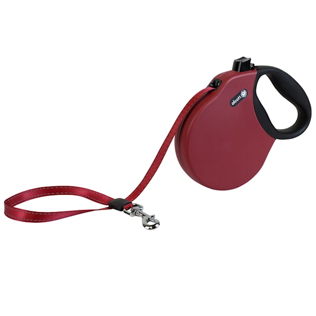 alcott Red Expedition Retractable Dog Leash for Dogs Up To 65 lbs