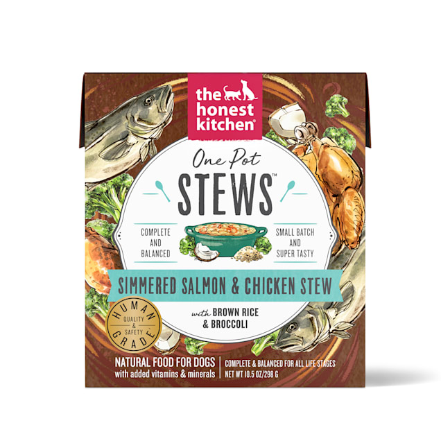 The Honest Kitchen One Pot Stews: Simmered Salmon & Chicken Stew with Brown Rice & Broccoli Wet Dog Food, 10.5 oz., Case of 6 - Carousel image #1
