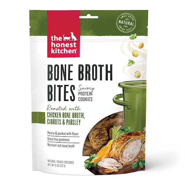 The Honest Kitchen Bone Broth Bites: Roasted with Chicken Bone Broth, Carrots & Parsley Dog Treats, 8 oz. - Carousel image #1
