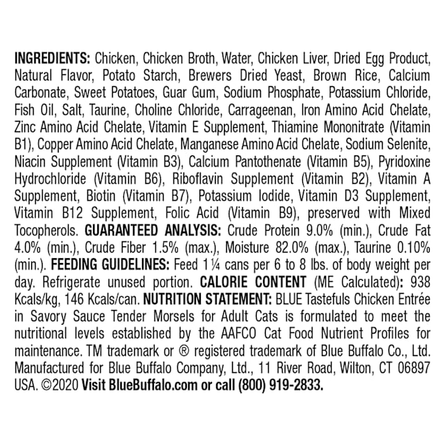 Details about   Blue Buffalo Tastefuls Natural Tender Morsels Chicken Entree Wet Cat Food 