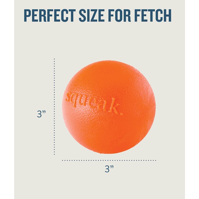 Planet Dog Orbee-Tuff Orange Squeak Chew Ball Dog Toy, Medium - Carousel image #1