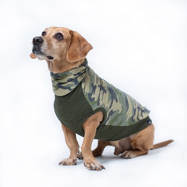 Long Dog Clothing Co. Patton Turtleneck Camo T Shirt for Dogs X Small