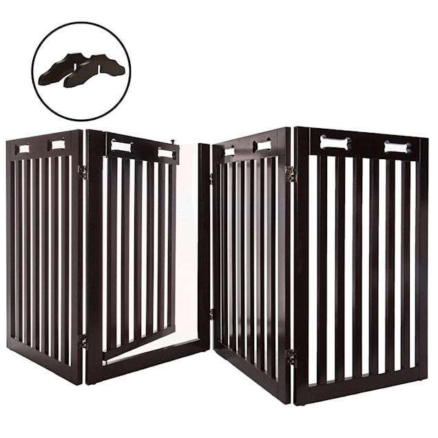 Arf Pets 4 Panel Free Standing Wood Dog Gate with Walk Through Door, 80" L X 1" W X 31.5" H - Carousel image #1