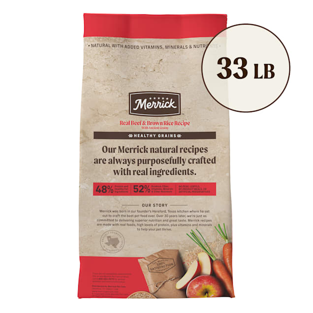 Merrick Classic Healthy Grains Real Beef & Brown Rice Recipe with Ancient Grains Dry Dog Food, 33 lbs