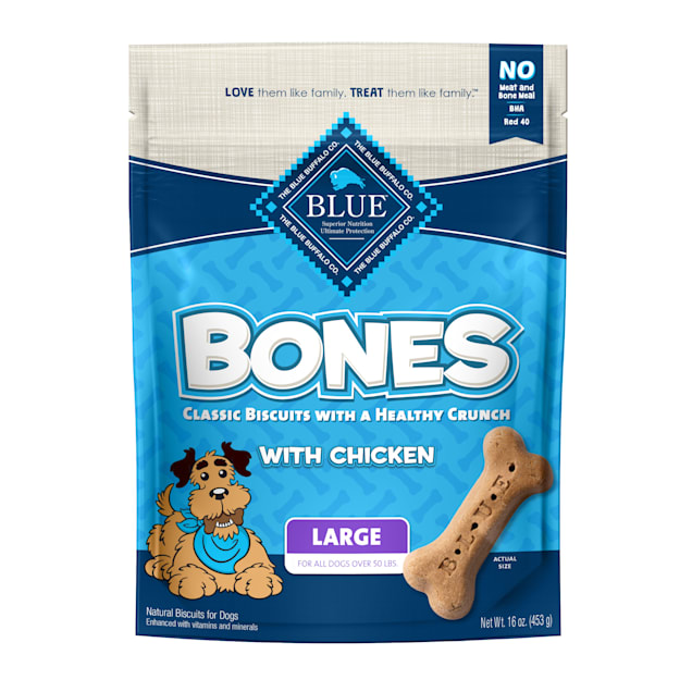 Blue Buffalo Bones Natural Crunchy Chicken Flavor Large Dog Biscuits, 16 oz. - Carousel image #1