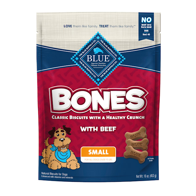 Blue Buffalo Bones Natural Crunchy Beef Flavor Small Dog Biscuits, 16 oz. - Carousel image #1