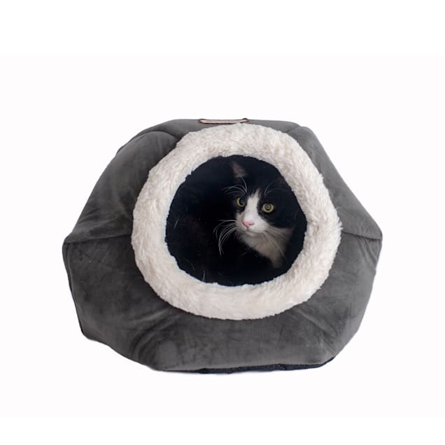 Armarkat Gray Velvet Model C80CSH/MB Cat Bed, 18" L X 18" W X 14" H - Carousel image #1