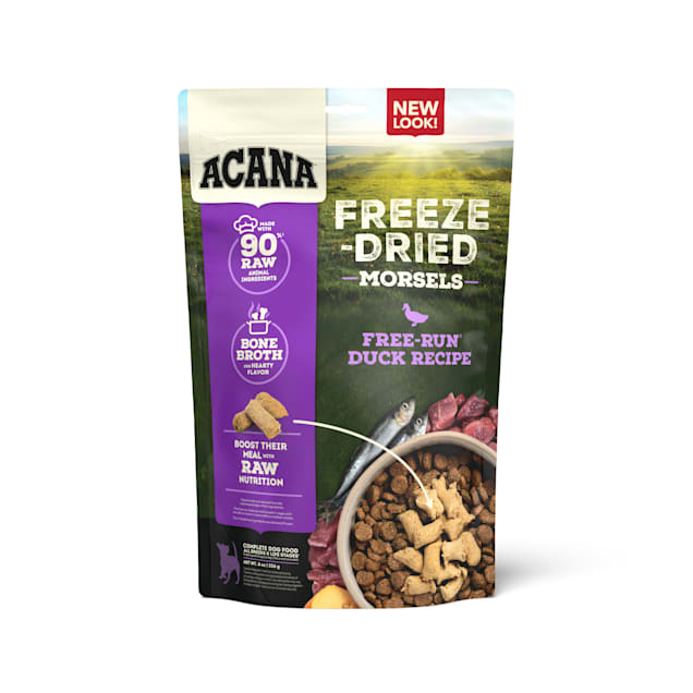 ACANA Grain Free High Protein Fresh & Raw Animal Ingredients Duck Recipe Freeze Dried Morsels Dog Food, 8 oz. - Carousel image #1