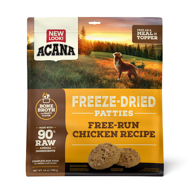 ACANA Grain Free High Protein Fresh & Raw Animal Ingredients Free-Run Chicken Recipe Freeze Dried Patties Dog Food, 14 oz. - Carousel image #1