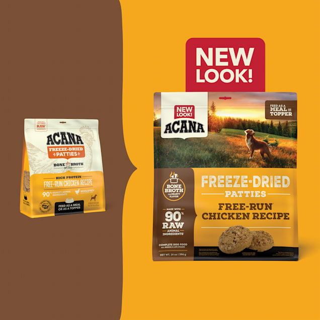 ACANA Grain Free, High Protein, Free-Run Chicken Recipe, Patties Freeze Dried Dog Food & Topper, 14 oz.