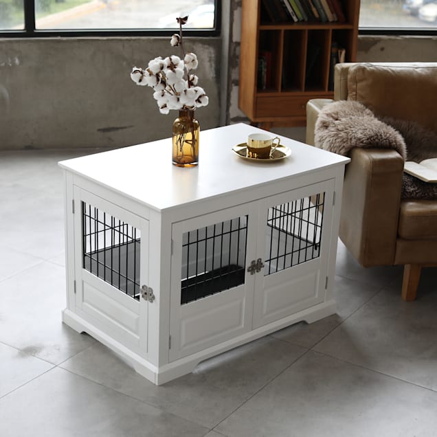White wood dog crate sales
